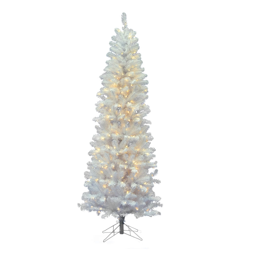 Vickerman White Salem Pencil Pine Artificial Christmas Tree