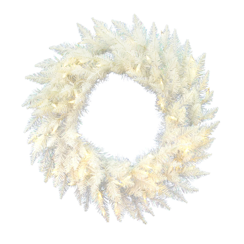 Vickerman Artificial Sparkle White Spruce Wreath