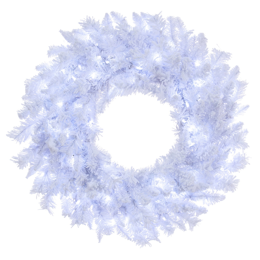 Vickerman Flocked White Artificial Wreath