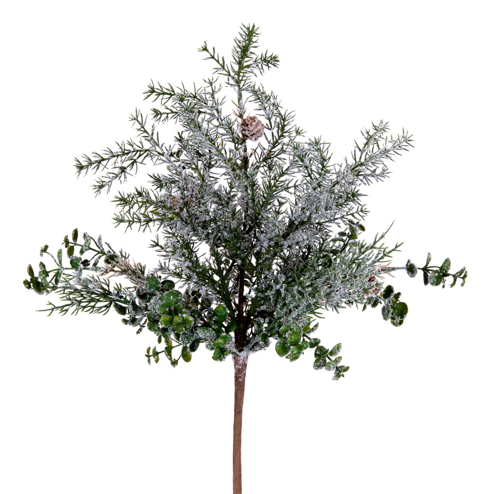 Vickerman Artificial Green Snow Cedar and Eucalyptus Bush