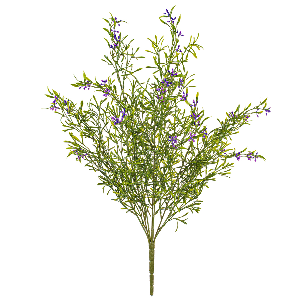 Vickerman Artificial UV Coated Bush with Purple Flowers