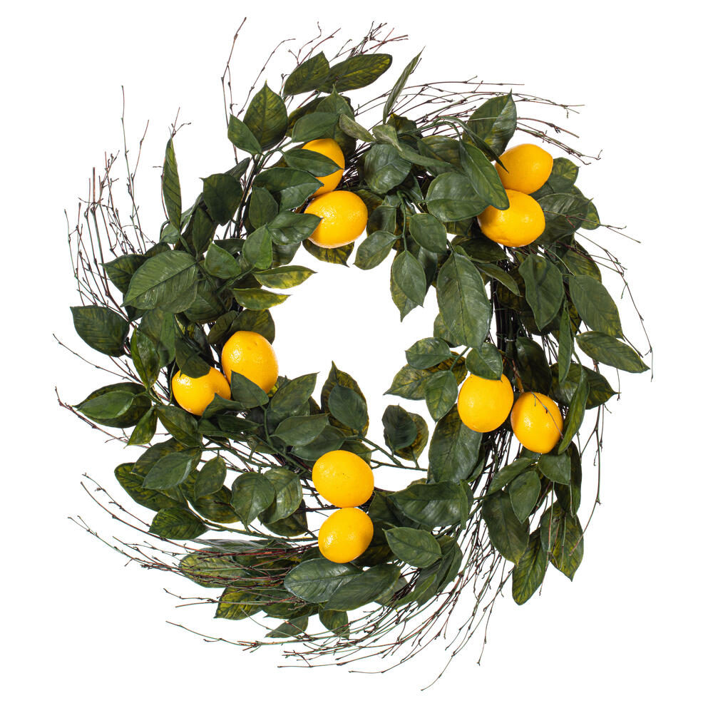 Vickerman Artificial Green and Yellow Salal Leaf Lemon Collection