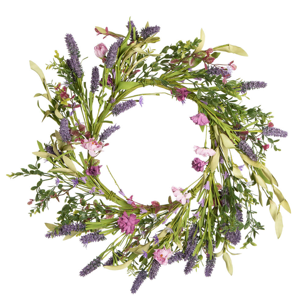 24" Purple Lilac Wild Flower Wreath