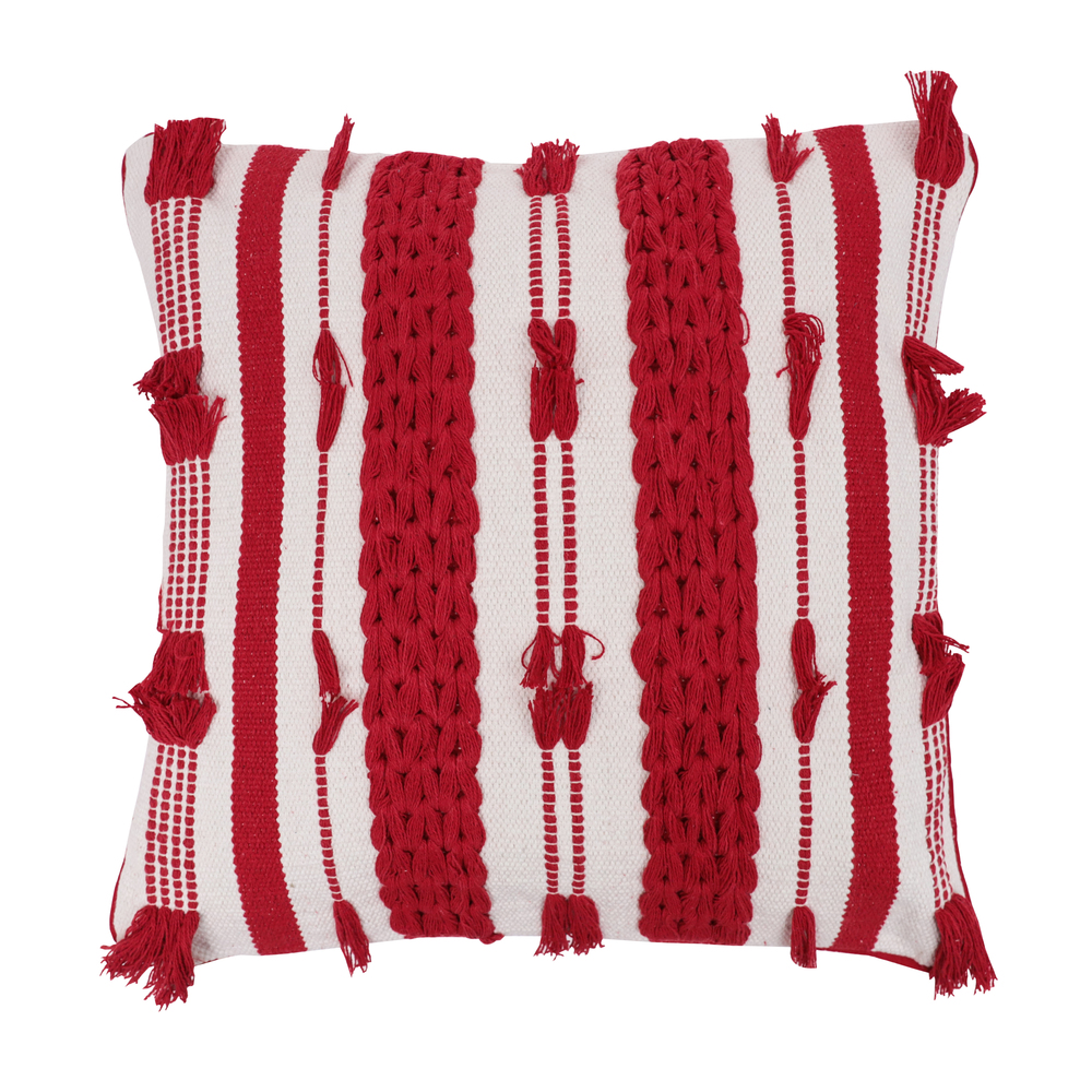 Vickerman Red and White Stripe Cotton Pillow