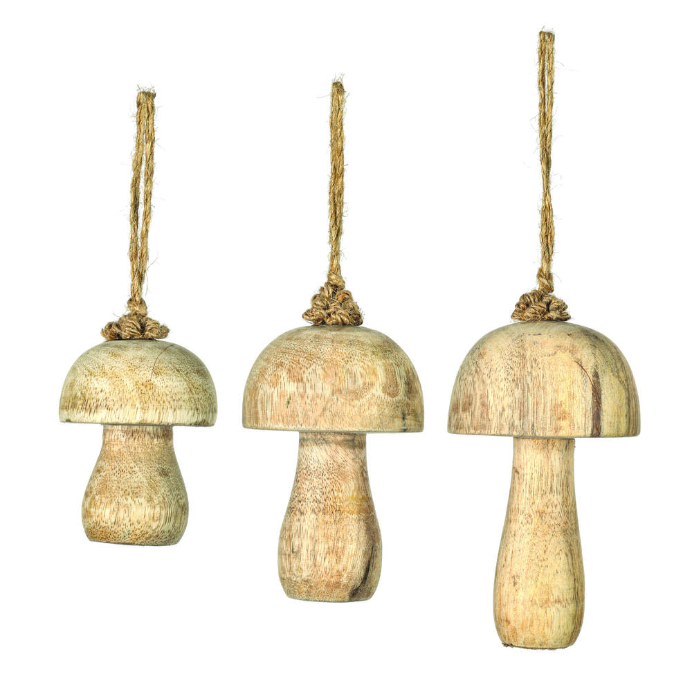 Vickerman Medium Wood Toadstool Ornament Set