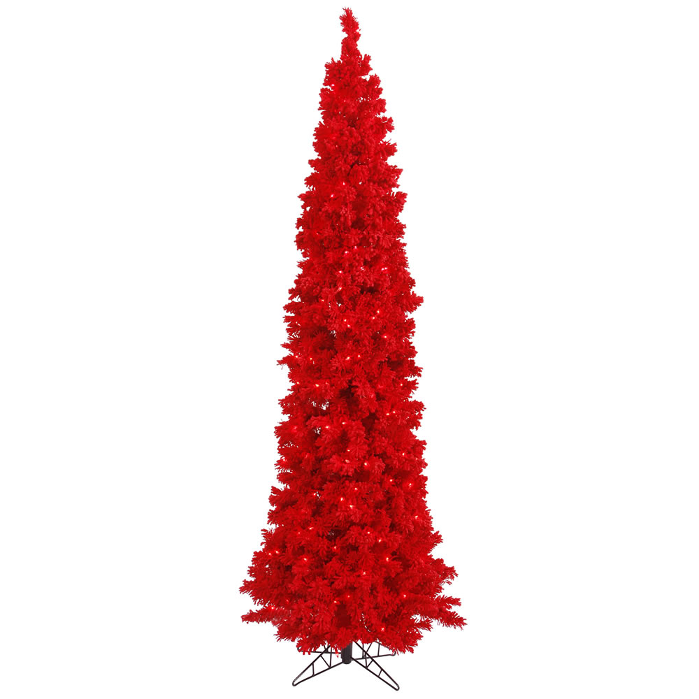 Vickerman Flocked Red Pencil Fir Artificial Christmas Tree