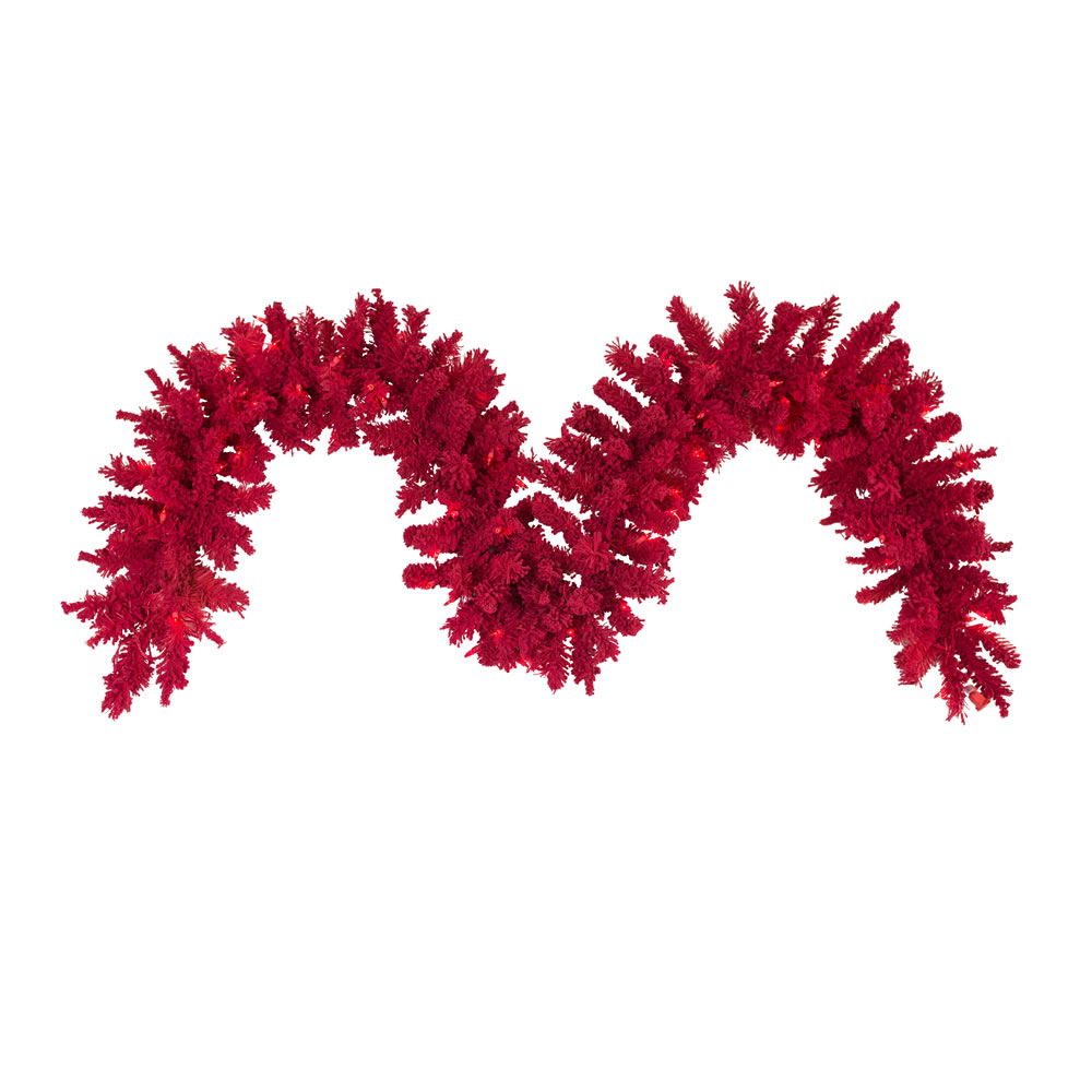 Vickerman Flocked Red Artificial Christmas Garland