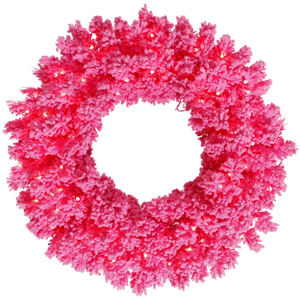 Vickerman Flocked Pink Artificial Christmas Wreath