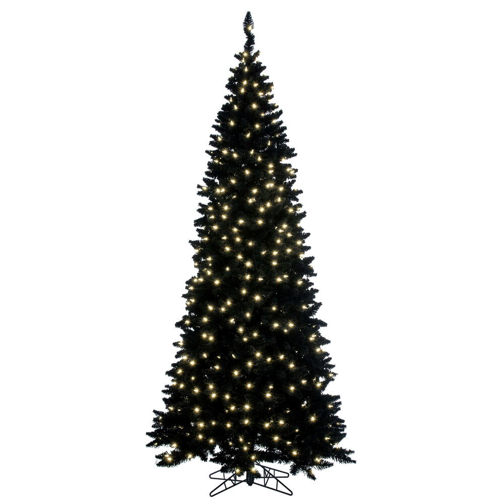 Vickerman Artificial Flocked Black Slim Fir Christmas Tree