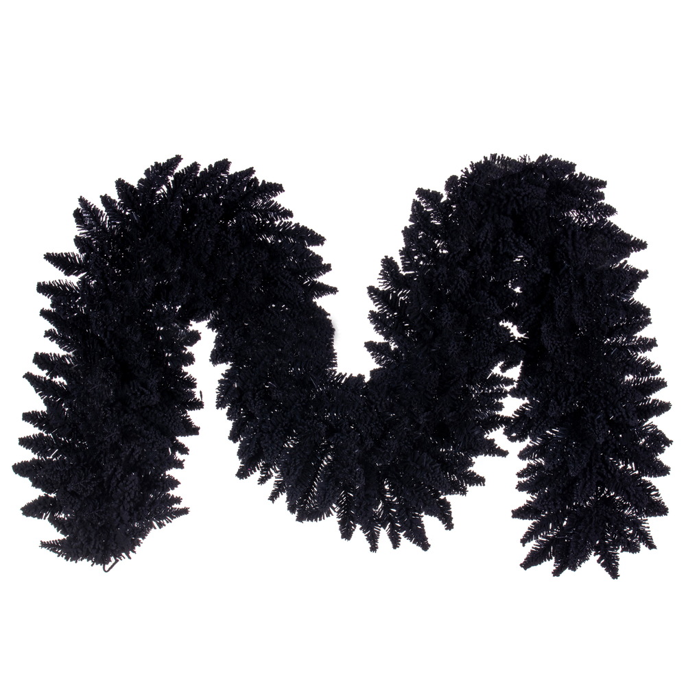 Vickerman Artificial Flocked Black Fir Garland