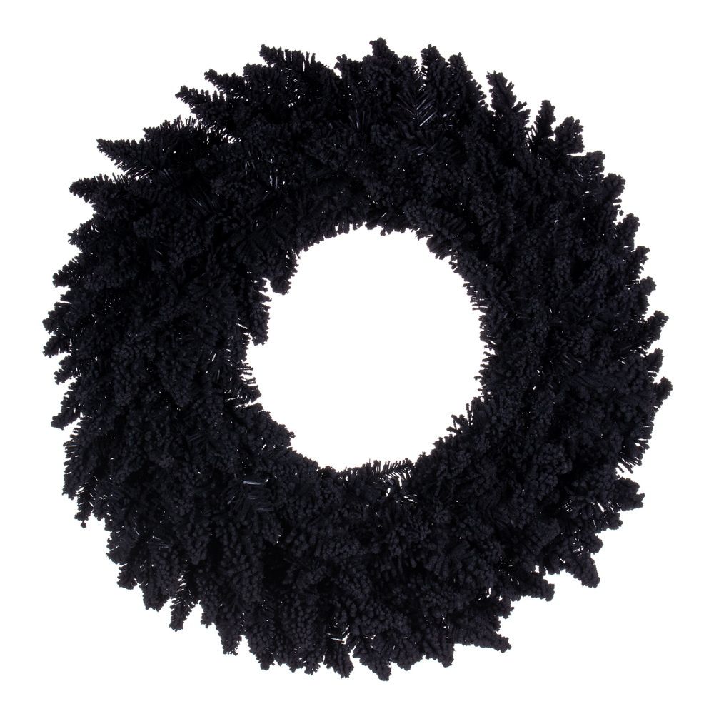 Vickerman Flocked Black Fir Artificial Wreath