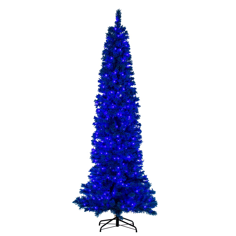 Vickerman Artificial Flocked Turquoise Pencil Fir Christmas Tree