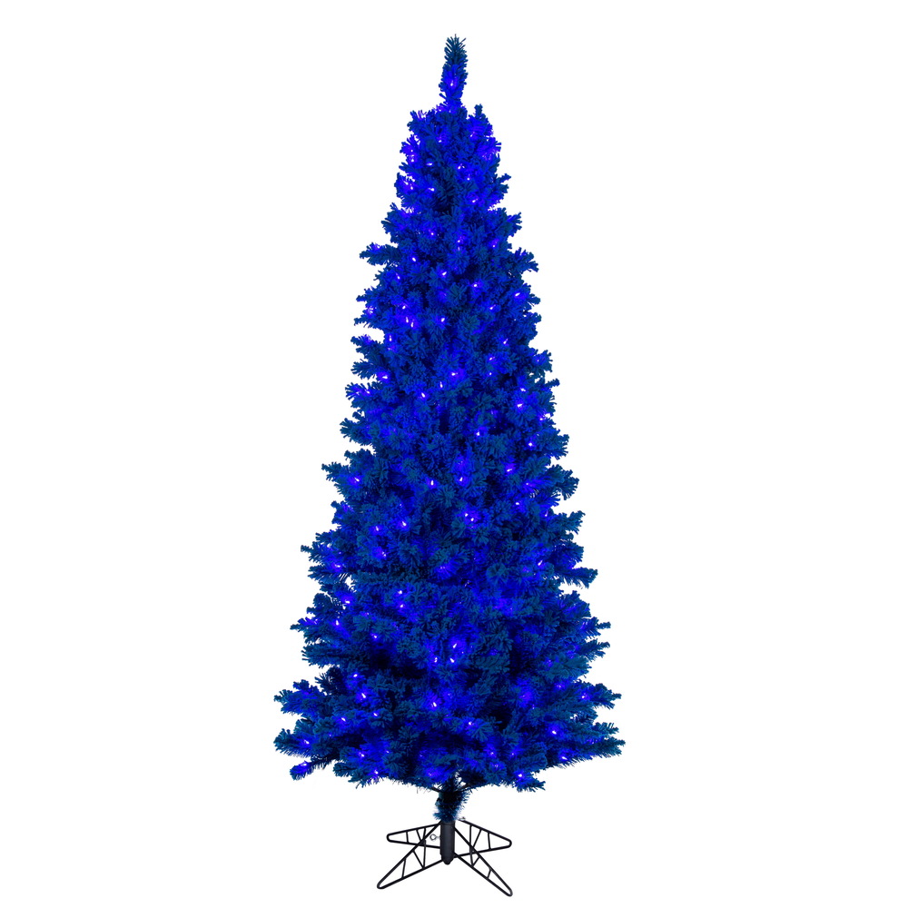 Vickerman Artificial Flocked Turquoise Slim Fir Christmas Tree