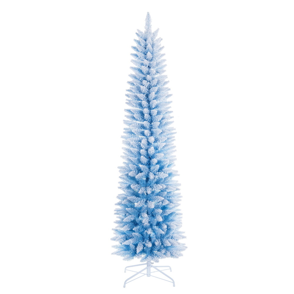 Vickerman Flocked Baby Blue Fir Pencil Artificial Christmas Tree