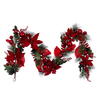 Vickerman Poinsettia Ball and Fern Decorated Garland - view 1 of 5