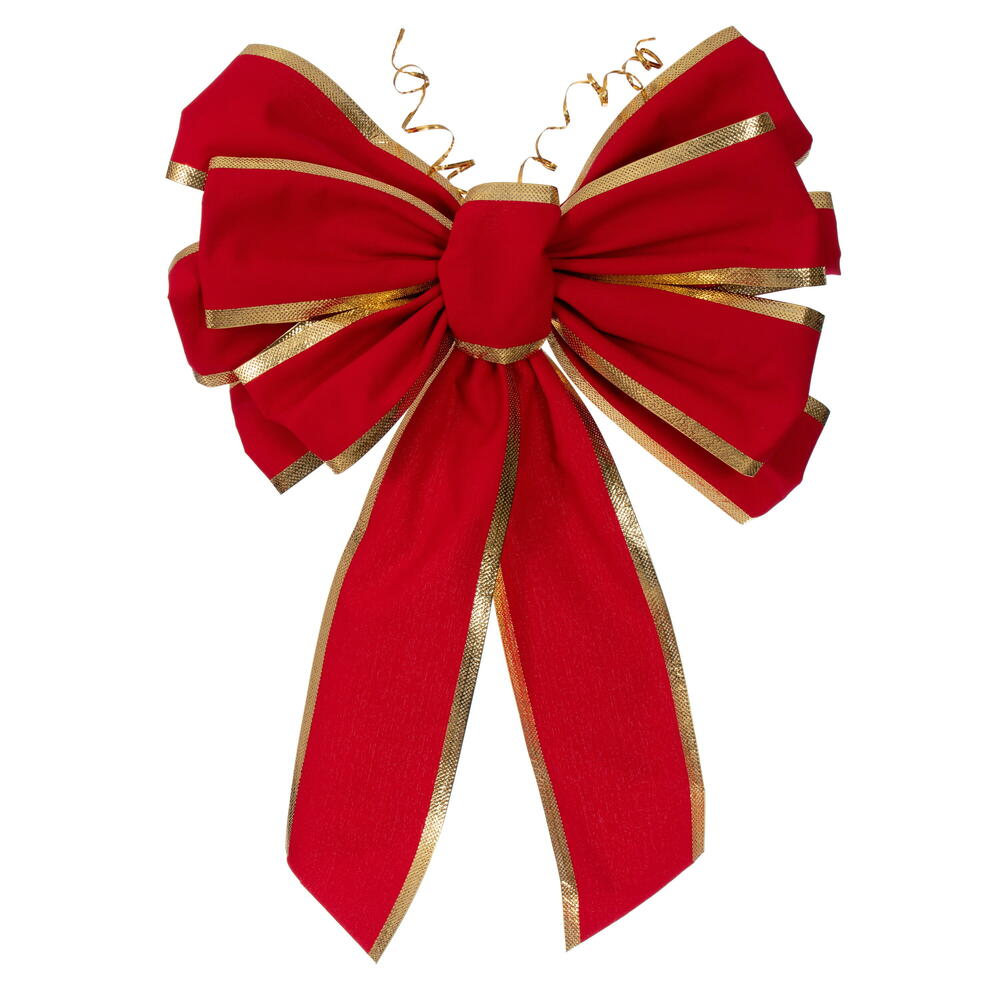 Vickerman Red Velvet-Gold Trim Hand Tied UV Bow