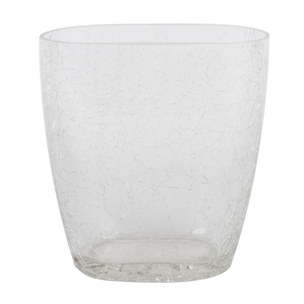 8.6" Clear Crackle Glass Oval Vase