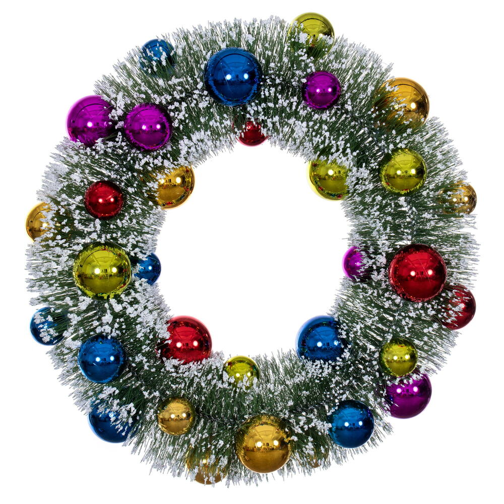 Vickerman 18" Frosted Wreath with Ball Ornaments