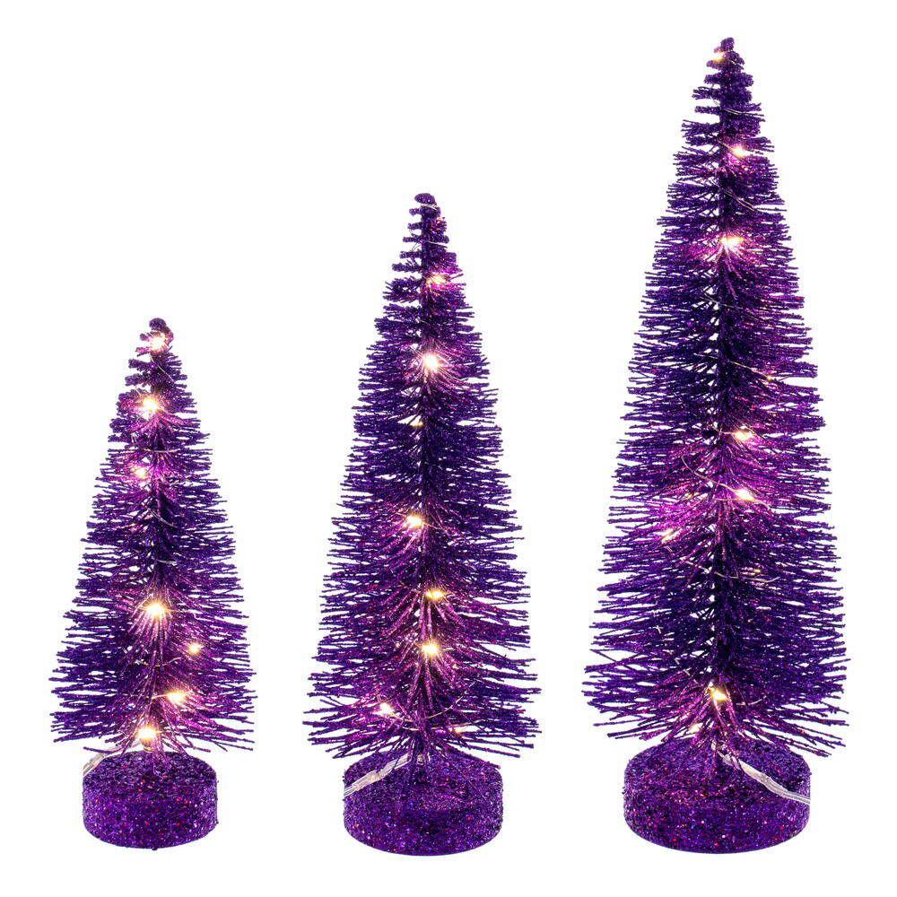 Vickerman Lit Bottle Brush Tree Set