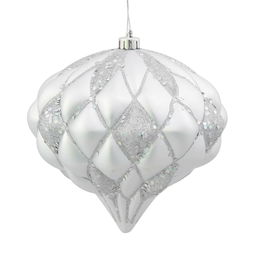 Vickerman 5.7" Matter-Glitter Diamond Onion Ornament