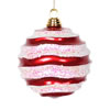 Vickerman Stripe Candy Glitter Wave Ball Christmas Ornament - view 1 of 3