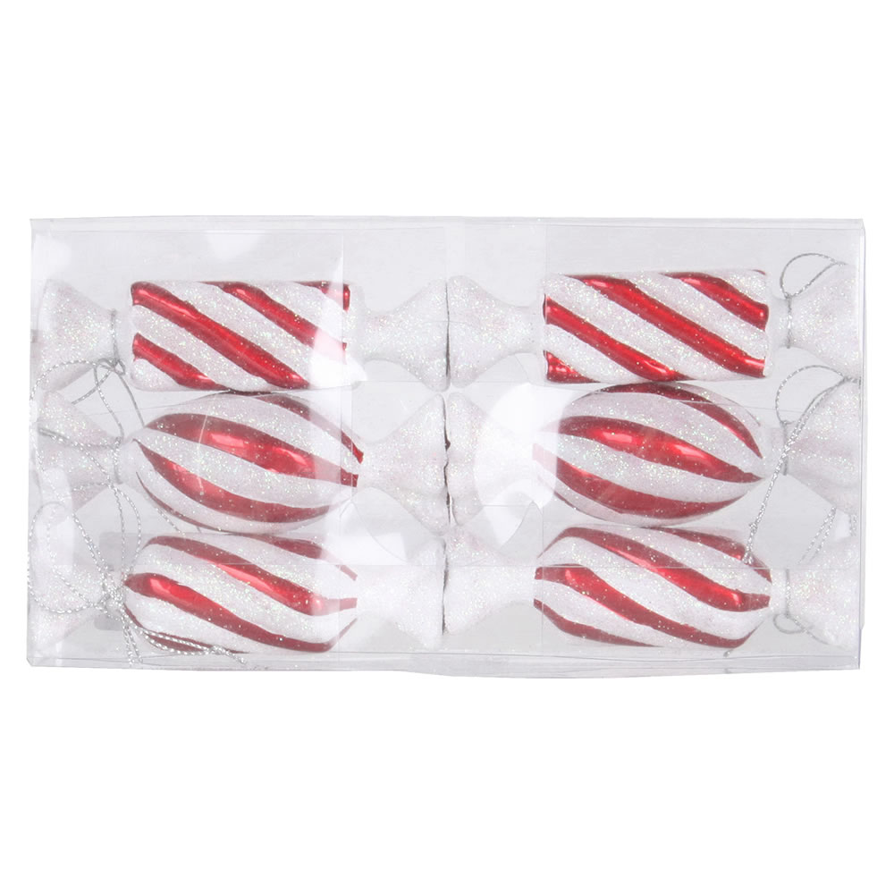 Vickerman 4" Candy Glitter Ornaments 6/Pk