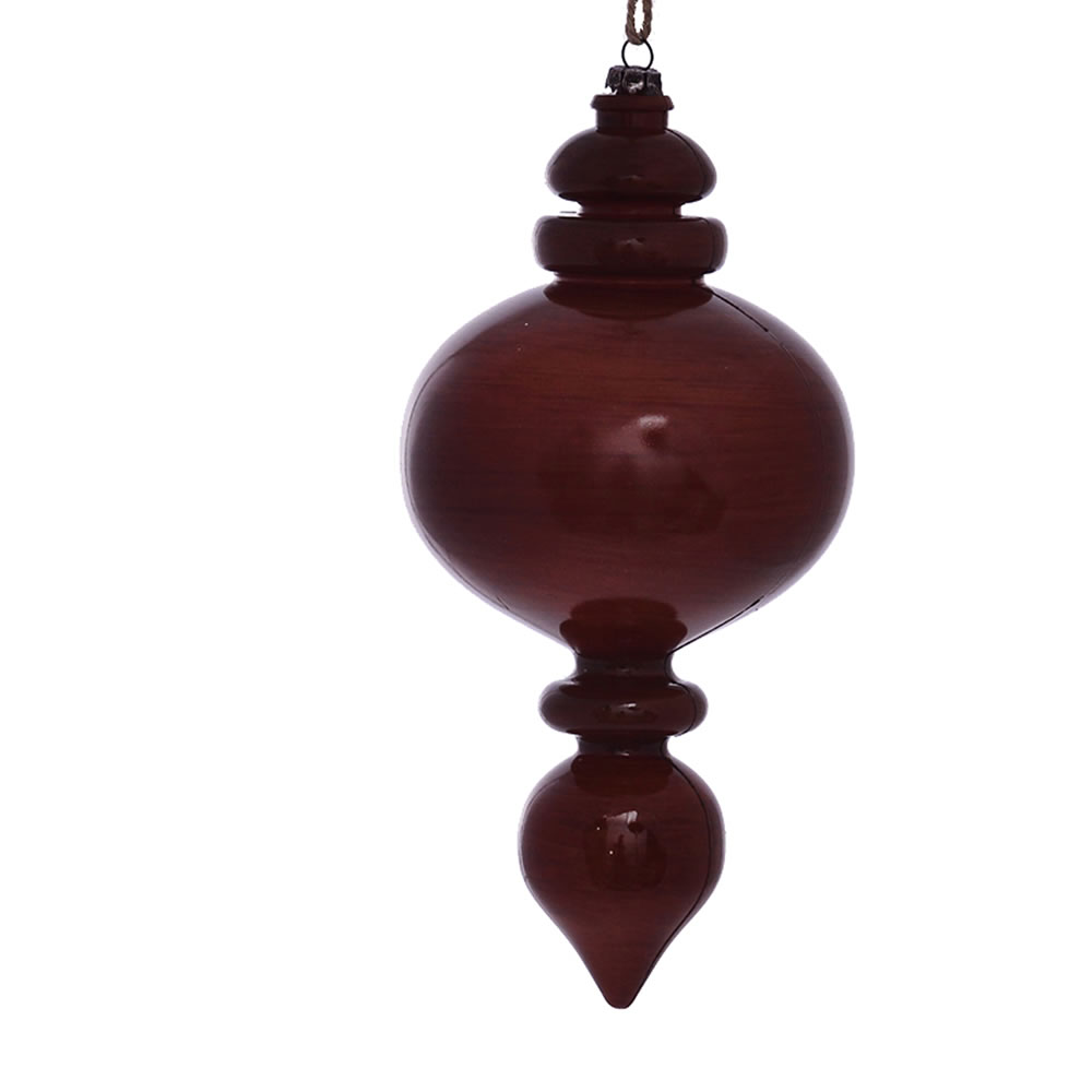 Vickerman 9" Wood Grain Rounded Finial Ornament