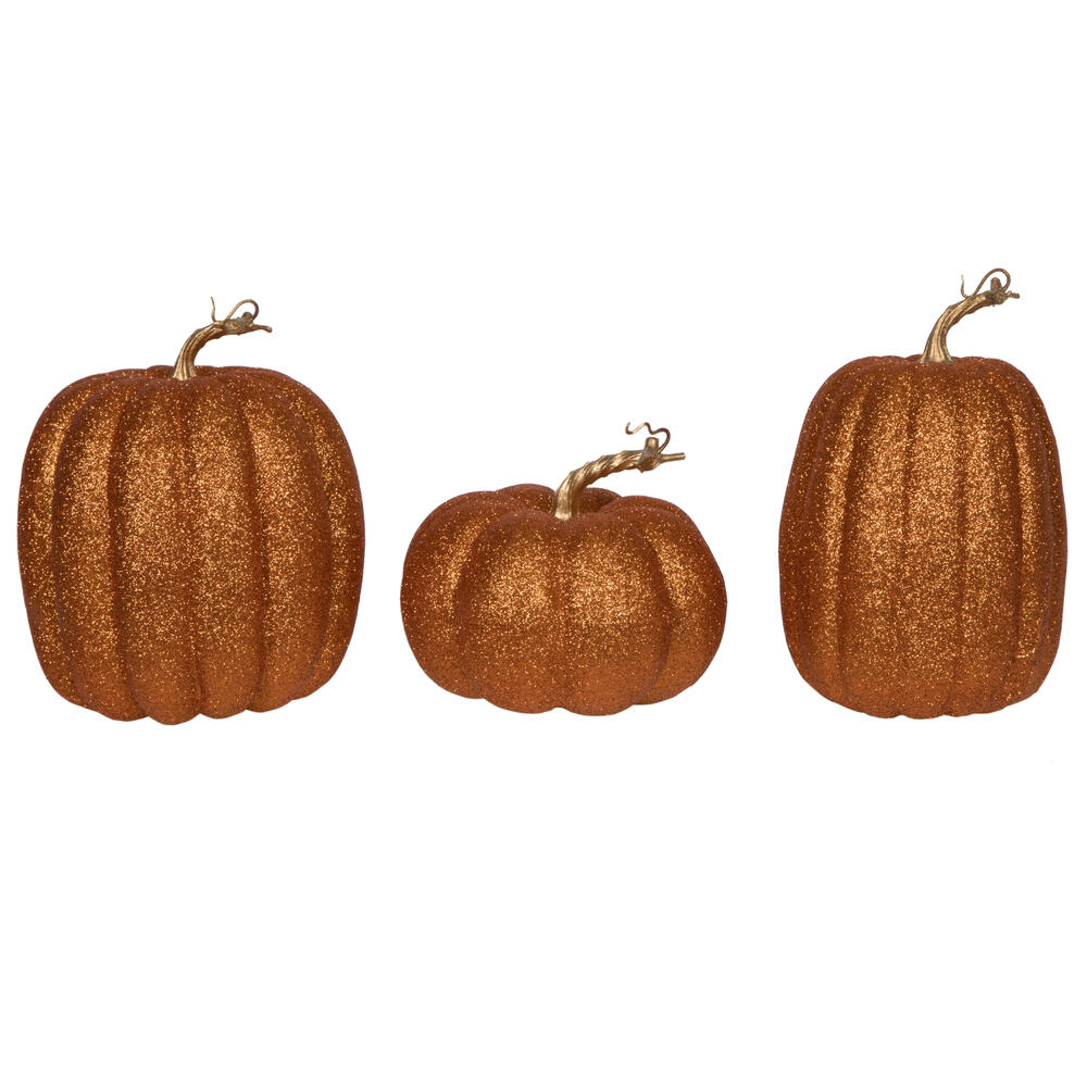 Vickerman 8" Glitter Pumpkins Assorted Set