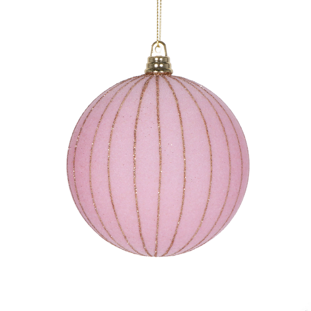 Vickerman 4" Round Velvet Striped Ornament