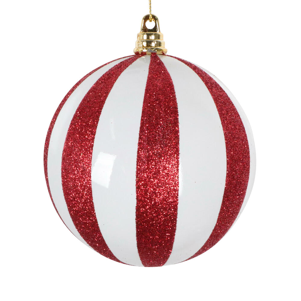 Vickerman White/Red Glitter Ornament