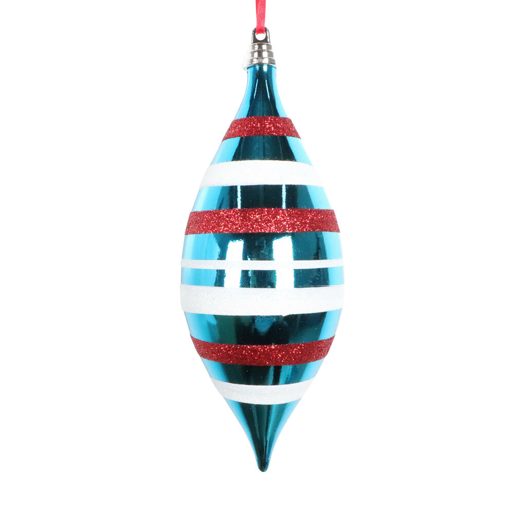 Vickerman Turquoise Shiny Red and White Glitter Ornament