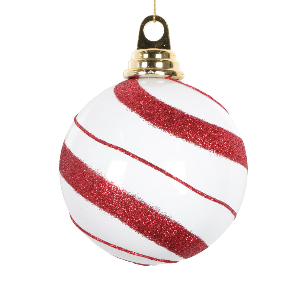 Vickerman White and Red Glitter Ornament