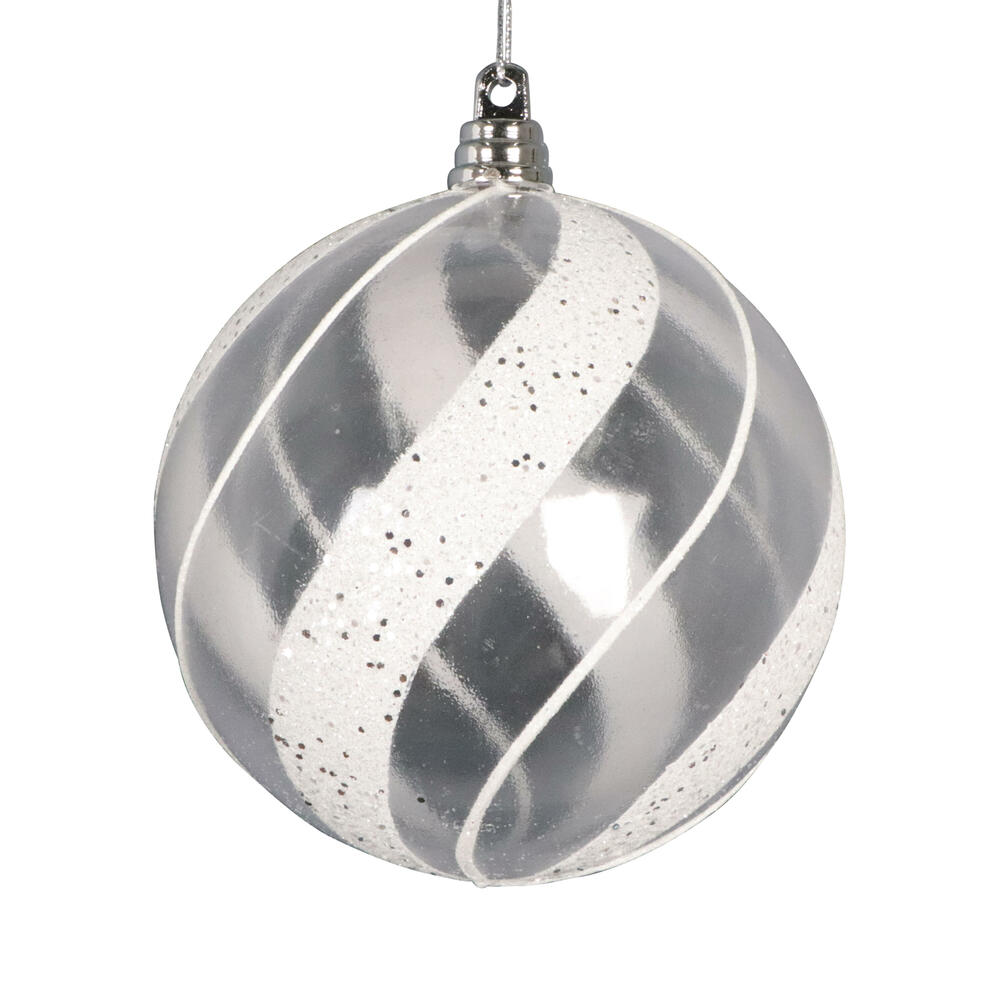 Vickerman Clear Ball White/Silver Glitter Ornament