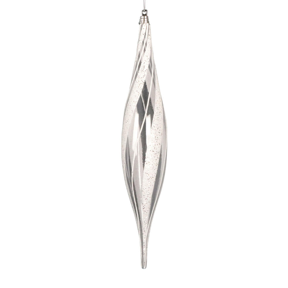 Vickerman Clear Shuttle White/Silver Glitter Ornament