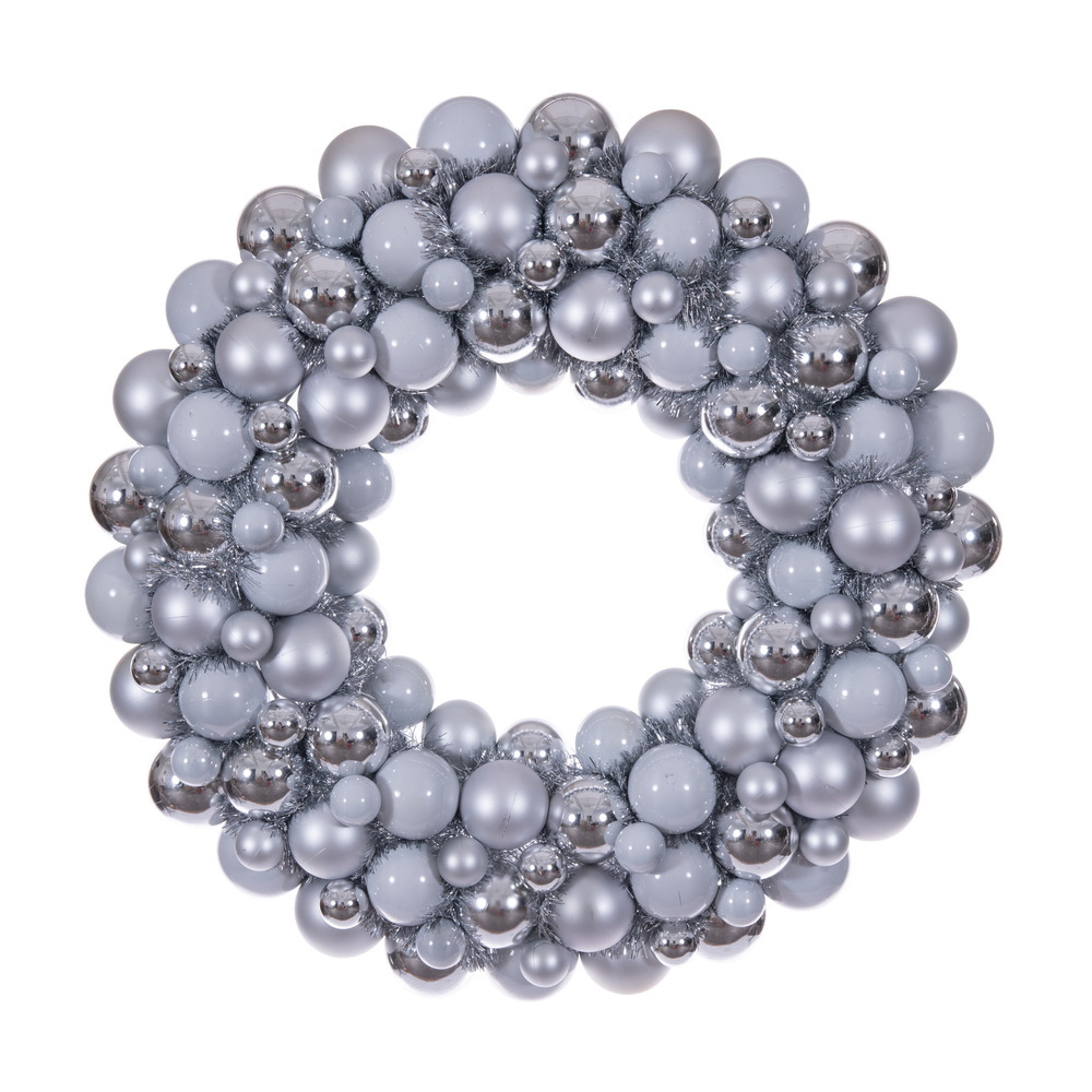 28" Matte Shiny Pearl Ball Wreath UV
