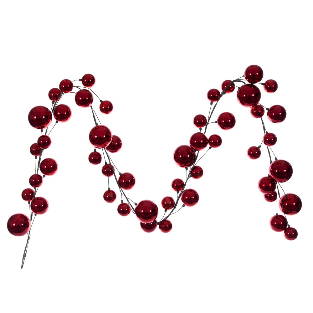 Vickerman 10' Shiny Ball Branch Garland - 2.4", 3" & 4" Balls