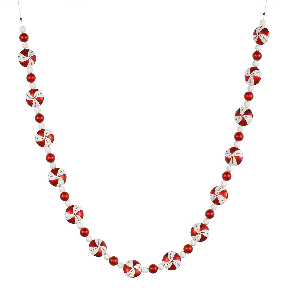 Vickerman Red-White Candy Christmas Garland