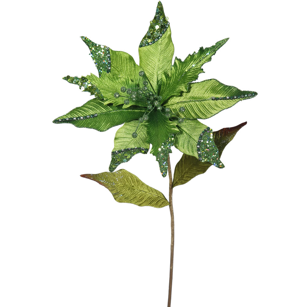 Vickerman 26", 12" Flower Velvet Poinsettia Aritificial Christmas Pick