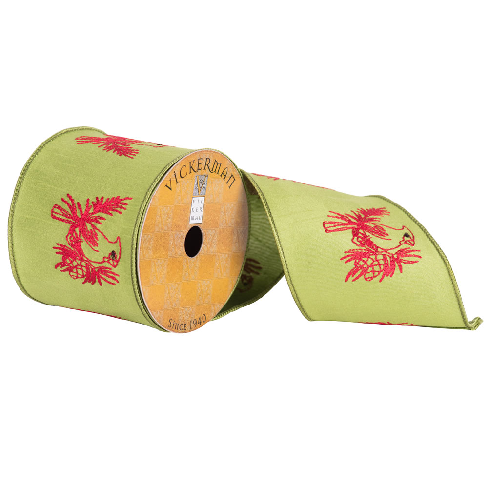 4"x10yd Red Embroider Cardinal