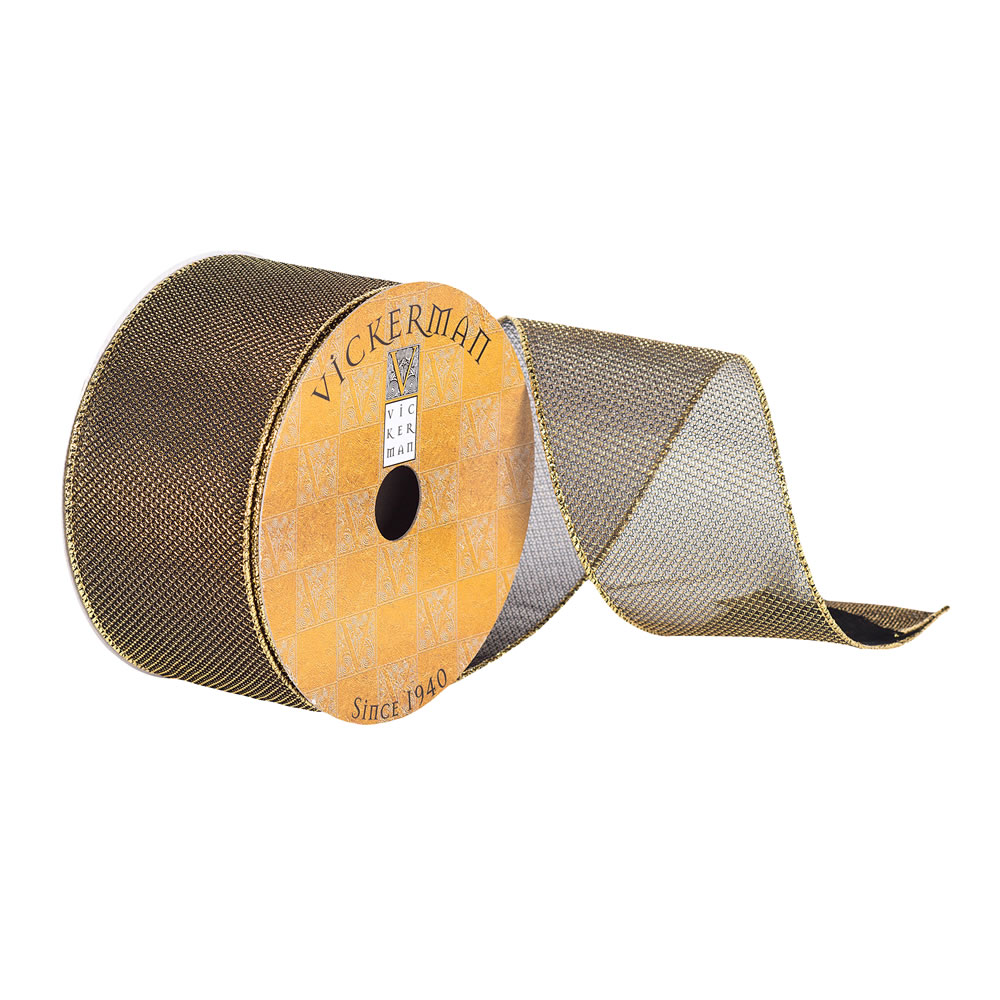 2.5"x10yd Black Gold Embeveled Ribbon