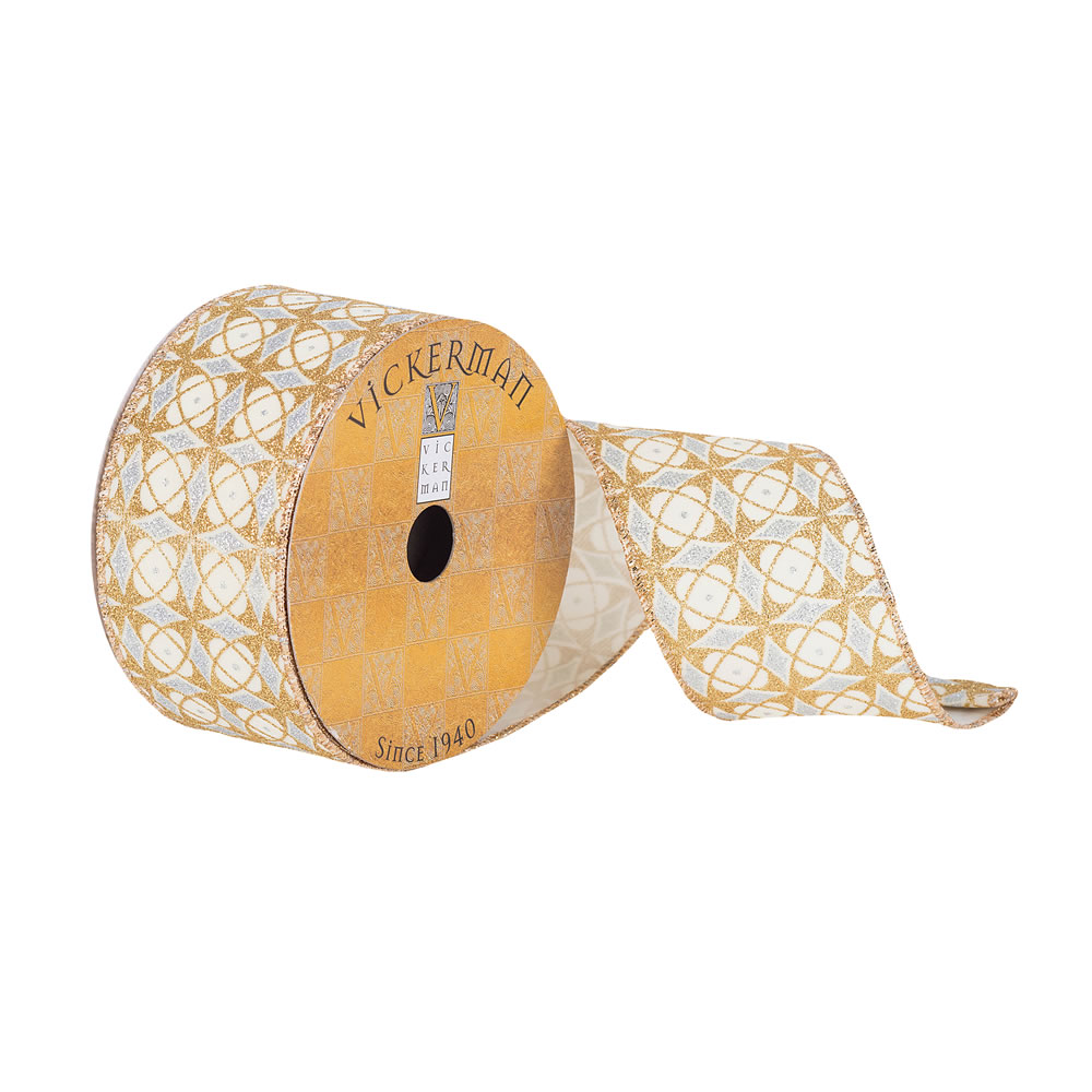 2.5"x10yd Gold/Silver Geometric Pattern