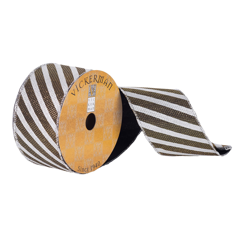 2.5"x10yd White/Black Stripe Rivet Pattn