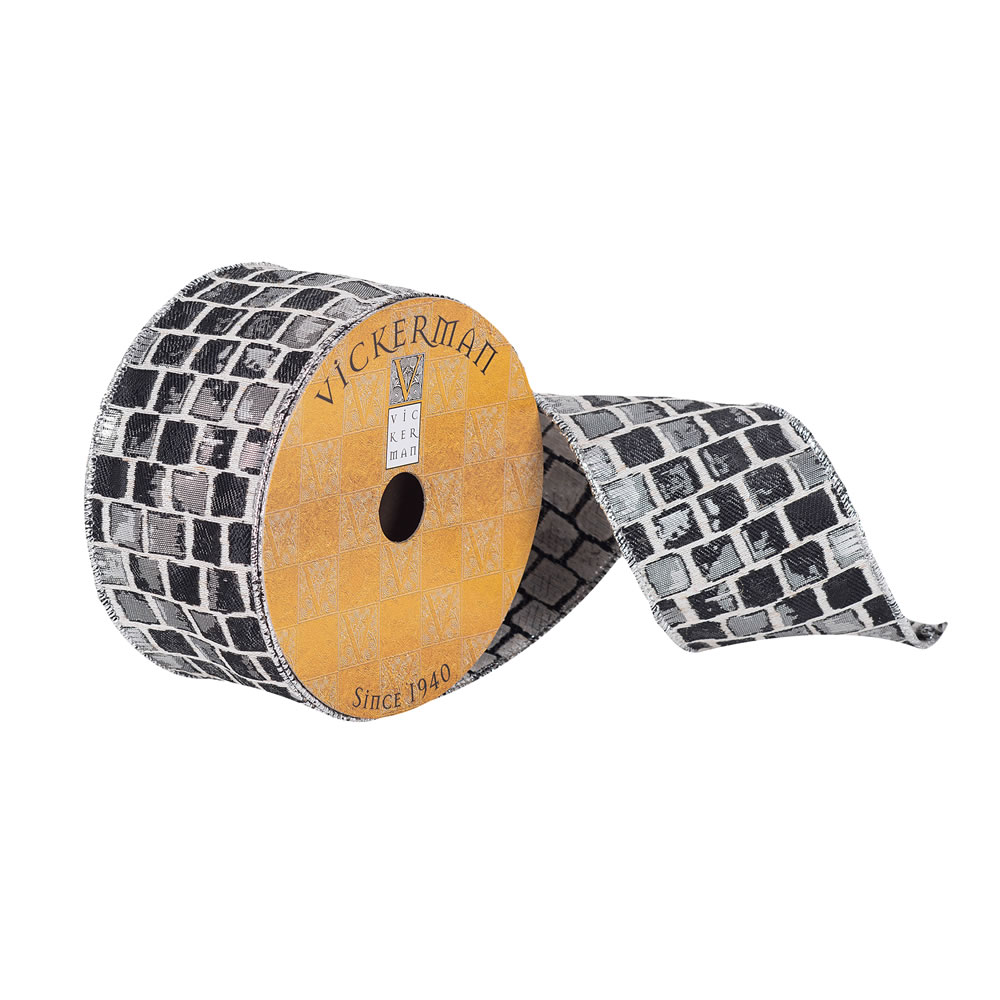 2.5"x10yd Black/Silver Checkered Pattern