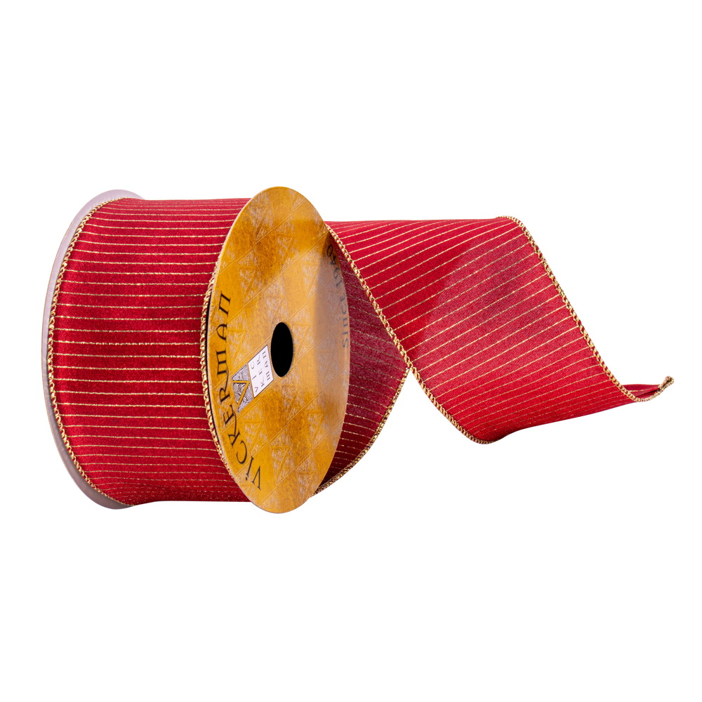 Vickerman 2.5" x 10 yd Gold Stripes Ribbon