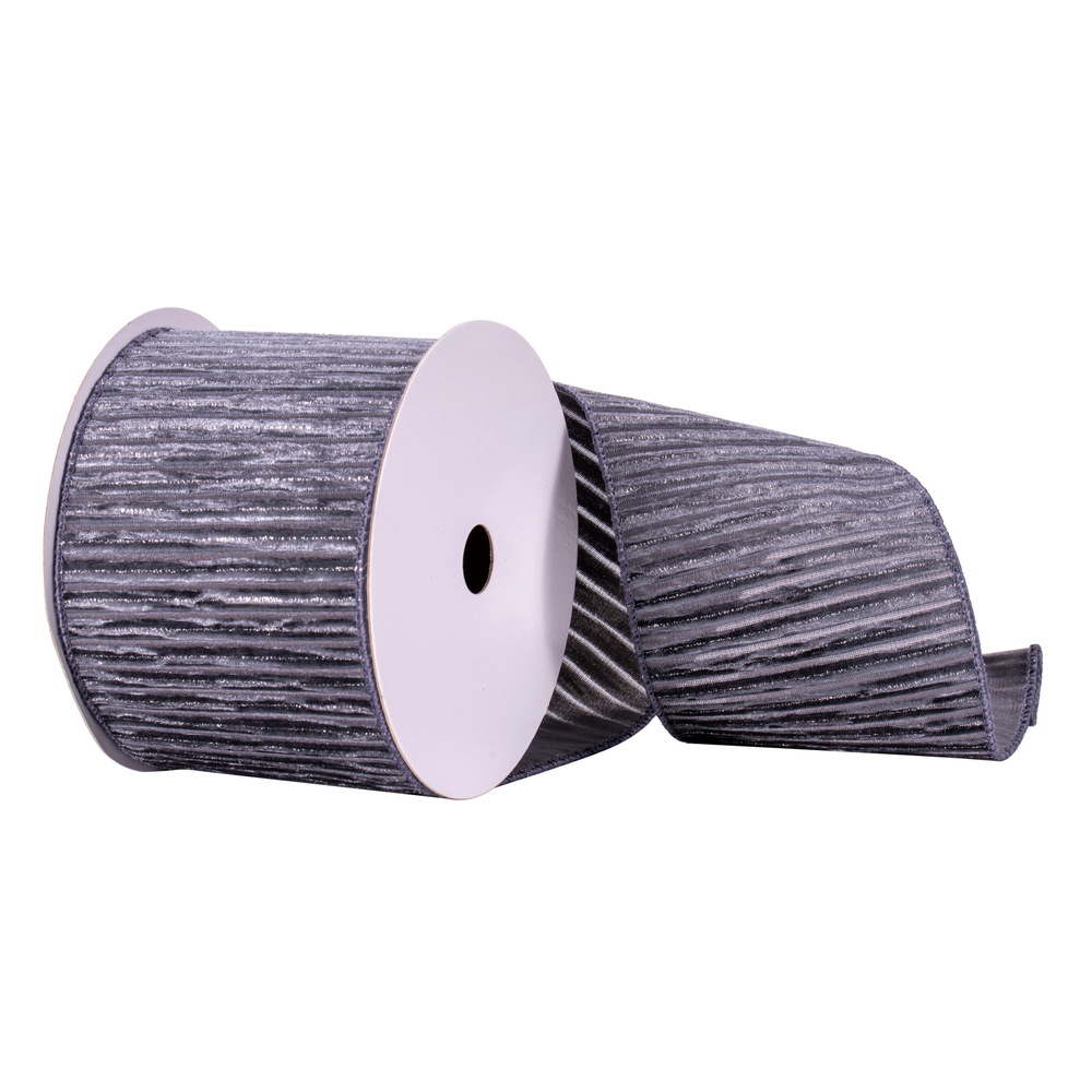 Vickerman 4" x 10 yd Stripe Silver Line Ribbon