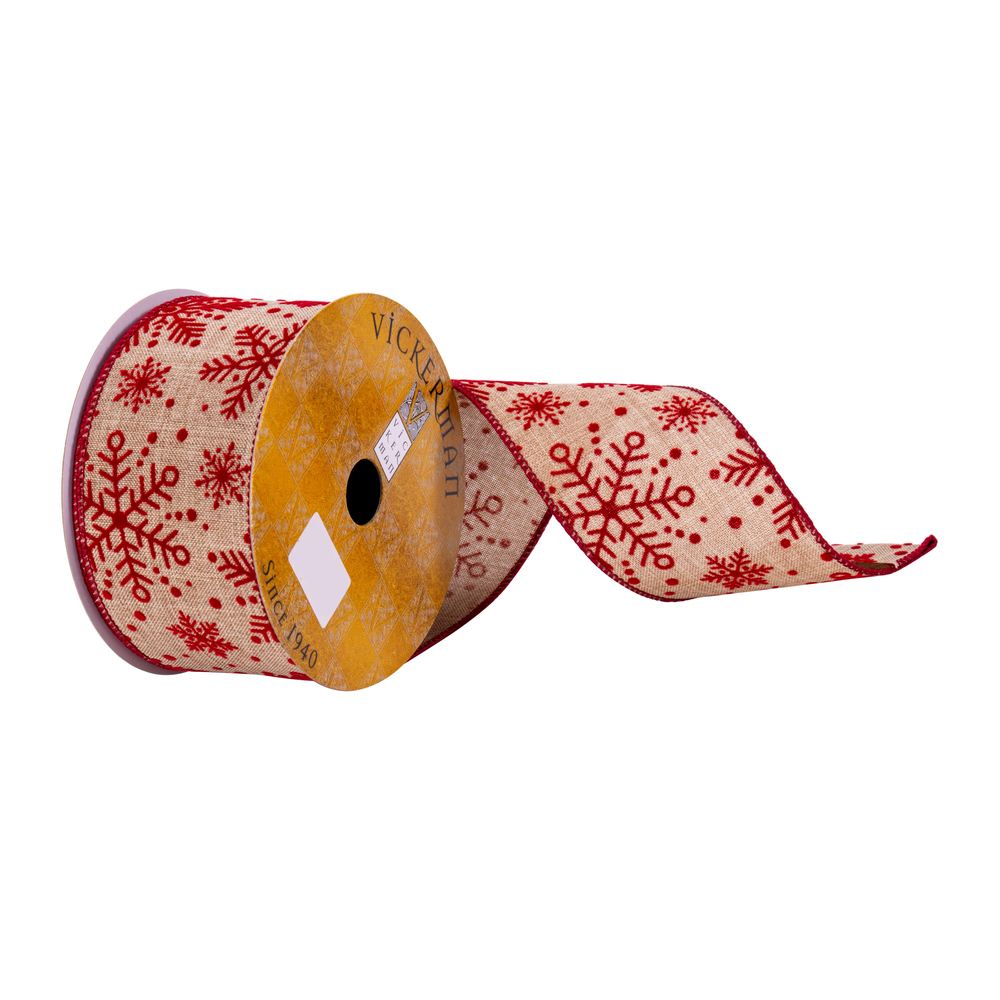 Vickerman 2.5" x 10 Snowflake Ribbon