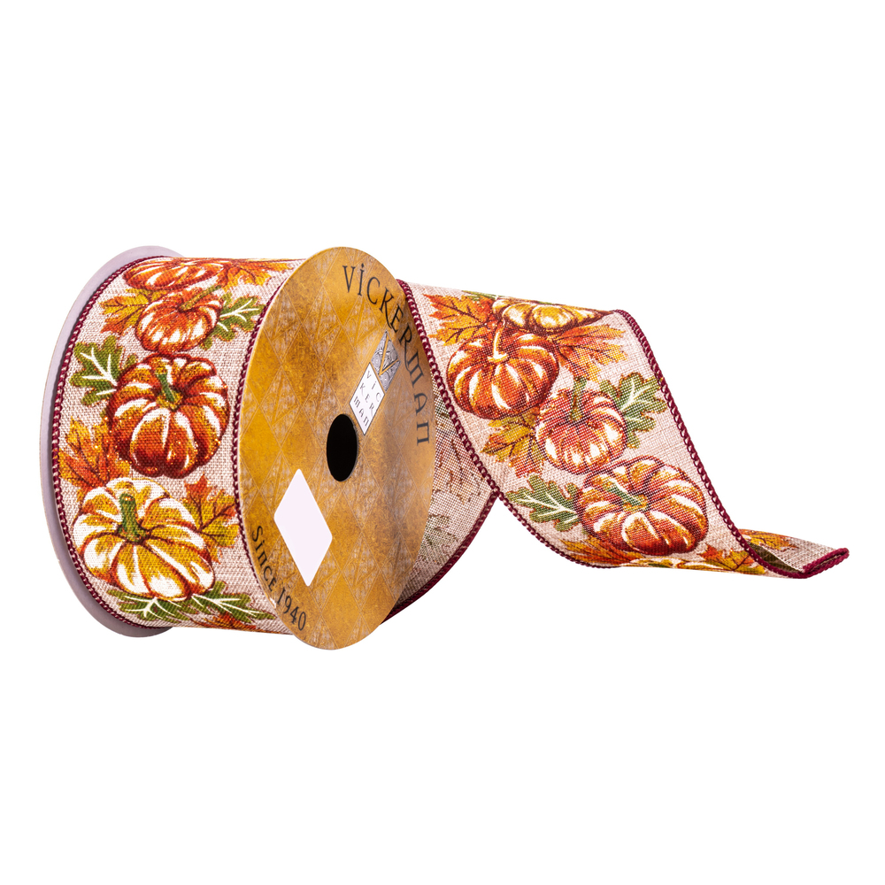 2.5"x10yd Cream Pumpkin Ribbon