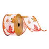 2.5"x10yd White Fall Leaves Ribbon - view 1 of 3