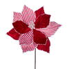 Vickerman 17" Artificial Red and White Striped Poinsettia Christmas Stem - view 1 of 2