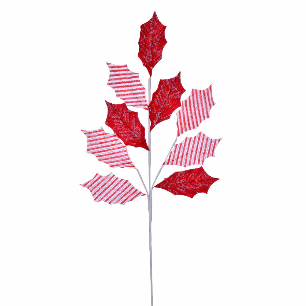 Vickerman 17" Artificial Red and White Striped Poinsettia Christmas Stem